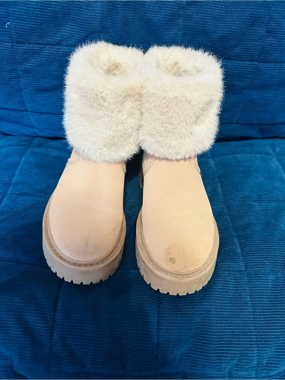 Zara Girls Tan Faux Fur Lined Winter Boots
